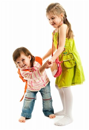 simsearch:400-04195162,k - Two kids playing and dancing over a white background Foto de stock - Super Valor sin royalties y Suscripción, Código: 400-05314438