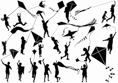 Children with kite vector Stockbilder - Microstock & Abonnement, Bildnummer: 400-05314616