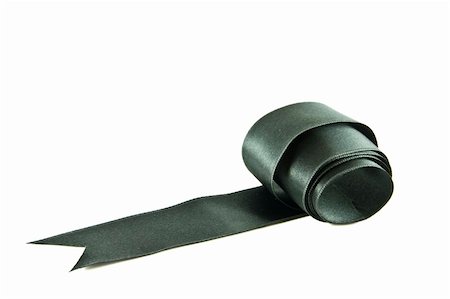 Black satin ribbon isolated on a white background with a clipping path/part of ribbon series Fotografie stock - Microstock e Abbonamento, Codice: 400-05314975