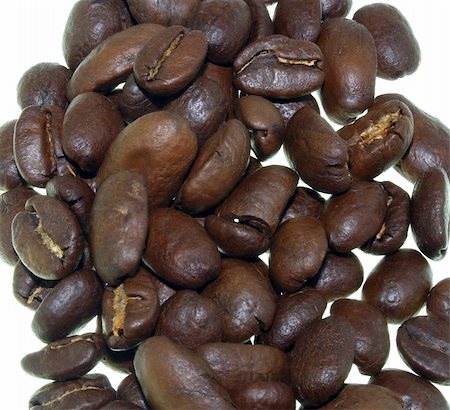 simsearch:400-05371796,k - coffee beans close up isolated on white Stock Photo - Budget Royalty-Free & Subscription, Code: 400-05315221