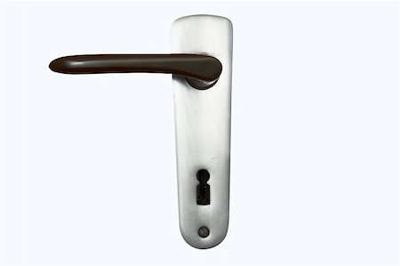 door knobs and keys and keyholes - Aged Door handle isolated on white background Stock Photo - Budget Royalty-Free & Subscription, Code: 400-05315392