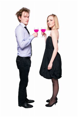 Young couple toasting with pink drink. Two people drinking. Studio photo., isolated. Stock Photo - Budget Royalty-Free & Subscription, Code: 400-05315416