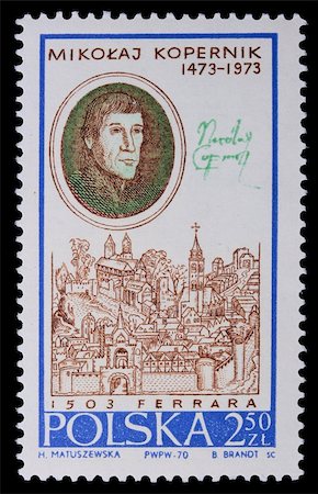 Poland - CIRCA 1970: A stamp is printed in Poland, Nicolaus Copernicus, CIRCA in 1970. Foto de stock - Super Valor sin royalties y Suscripción, Código: 400-05315411