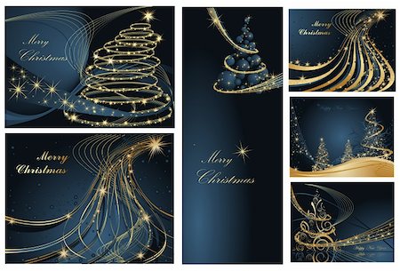 simsearch:400-05290156,k - Merry Christmas and Happy New Year collection, blue and gold Stock Photo - Budget Royalty-Free & Subscription, Code: 400-05315467