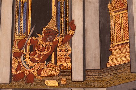 simsearch:400-05308012,k - Draw pattern of Thai literature Thai temple wall. Fotografie stock - Microstock e Abbonamento, Codice: 400-05315614