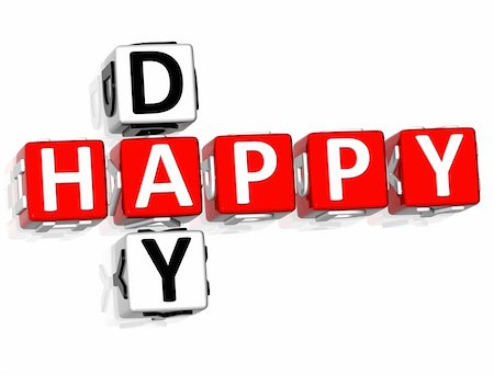 3D Happy Day Crossword on white background Photographie de stock - Aubaine LD & Abonnement, Code: 400-05316154
