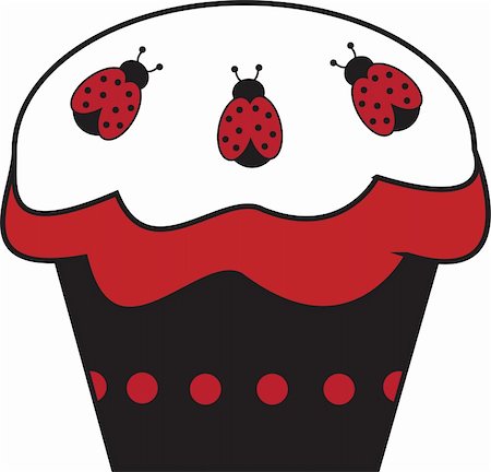 Cute black and red ladybug cupcake Stock Photo - Budget Royalty-Free & Subscription, Code: 400-05316582