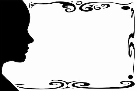 elegant female profile silhouette - Isolated female silhouette with swirl border Stock Photo - Budget Royalty-Free & Subscription, Code: 400-05316972