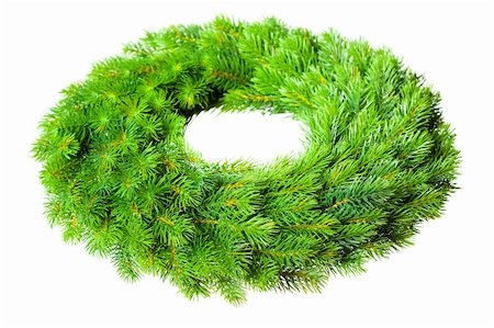 simsearch:400-07614285,k - Green round Christmas wreath on white background Stock Photo - Budget Royalty-Free & Subscription, Code: 400-05317038