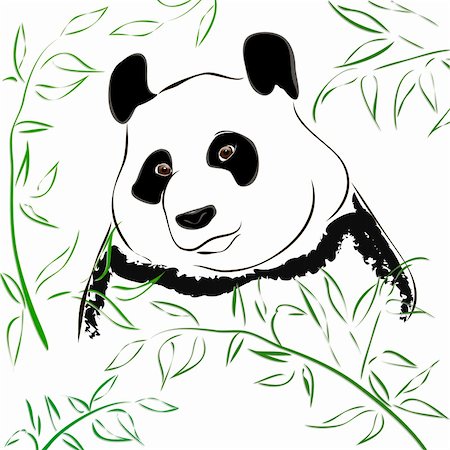 simsearch:400-04394273,k - Panda With Bamboo Leaves Foto de stock - Royalty-Free Super Valor e Assinatura, Número: 400-05317189