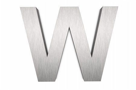 silver letter - Brushed metal letter W on white background Stock Photo - Budget Royalty-Free & Subscription, Code: 400-05317262