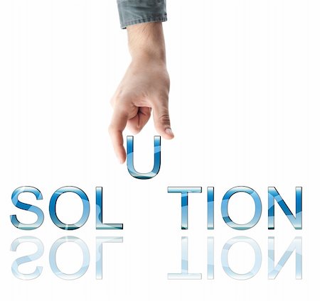 Solution word made by male hand Stock Photo - Budget Royalty-Free & Subscription, Code: 400-05317327