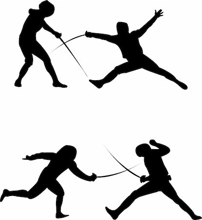paunovic (artist) - fencing silhouette - vector Stock Photo - Budget Royalty-Free & Subscription, Code: 400-05318088