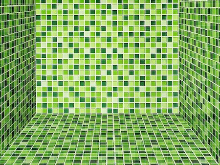 Wall and floor laid with bright green ceramic tile Stock Photo - Budget Royalty-Free & Subscription, Code: 400-05318169