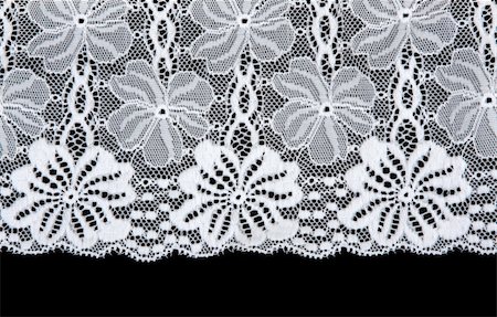 simsearch:400-05677711,k - White lace with pattern in form flower insulated on black background Foto de stock - Royalty-Free Super Valor e Assinatura, Número: 400-05318324