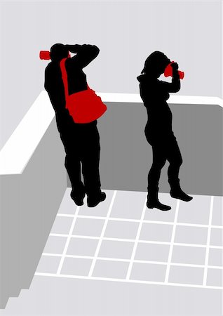 paparazzi silhouettes - Vector image of people with cameras for a walk Stock Photo - Budget Royalty-Free & Subscription, Code: 400-05318816