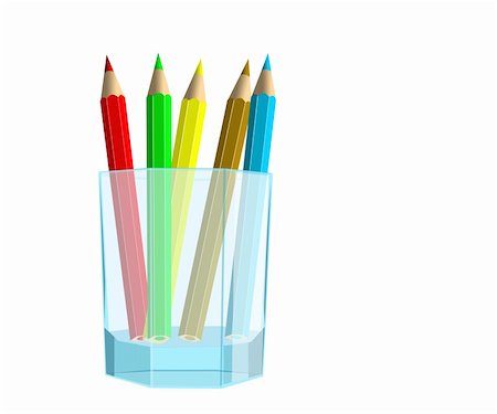 stocker (artist) - The multi-coloured pencils stand in a glass glass Fotografie stock - Microstock e Abbonamento, Codice: 400-05318927