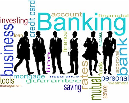 people in line to bank - Black silhouettes of the businessmen on a white background Stock Photo - Budget Royalty-Free & Subscription, Code: 400-05318928