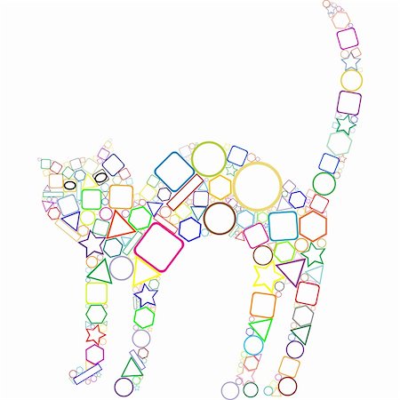 single geometric shape - geometric cat, abstract art illustration Stock Photo - Budget Royalty-Free & Subscription, Code: 400-05319005