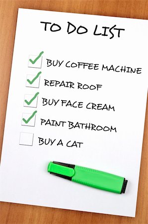 To do list with Buy a cat not checked Stock Photo - Budget Royalty-Free & Subscription, Code: 400-05319034
