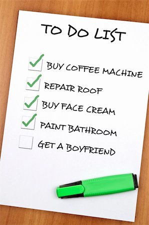 To do list with Get a boyfriend not checked Stock Photo - Budget Royalty-Free & Subscription, Code: 400-05319035