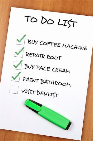 To do list with Visit dentist not checked Stock Photo - Budget Royalty-Free & Subscription, Code: 400-05319037