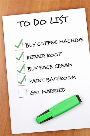 simsearch:673-06025373,k - To do list with Get married not checked Stock Photo - Budget Royalty-Free & Subscription, Code: 400-05319046