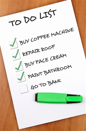 simsearch:673-06025373,k - To do list with Go to bank not checked Stock Photo - Budget Royalty-Free & Subscription, Code: 400-05319055