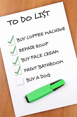 simsearch:673-06025373,k - To do list with Buy a dog not checked Stock Photo - Budget Royalty-Free & Subscription, Code: 400-05319056