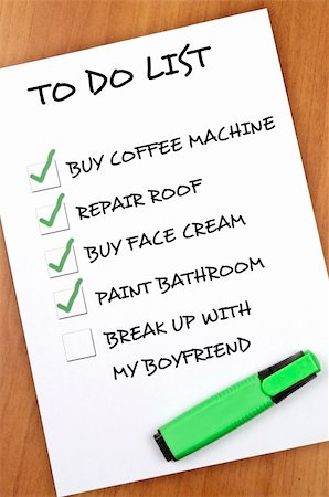 To do list with Break up not checked Stock Photo - Budget Royalty-Free & Subscription, Code: 400-05319051