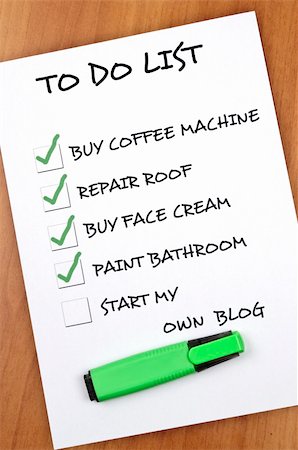 faire - To do list with Start my own blog not checked Photographie de stock - Aubaine LD & Abonnement, Code: 400-05319052