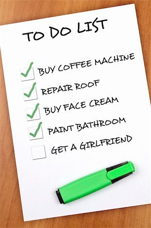 simsearch:673-06025373,k - To do list with Get a girlfriend not checked Stock Photo - Budget Royalty-Free & Subscription, Code: 400-05319066