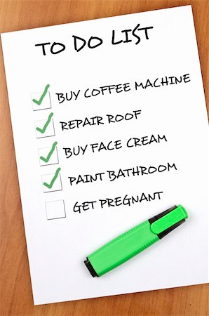 To do list with Get pregnant not checked Stock Photo - Budget Royalty-Free & Subscription, Code: 400-05319068