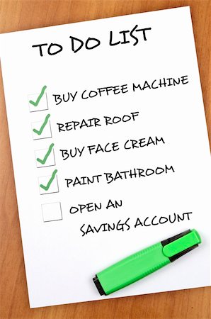 To do list with Open savings account not checked Stock Photo - Budget Royalty-Free & Subscription, Code: 400-05319069