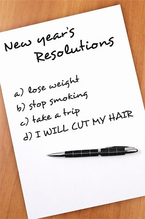 New year resolution I will cut my hair  as most important Stock Photo - Budget Royalty-Free & Subscription, Code: 400-05319075