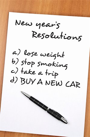 New year resolution with Buy new car as most important Stock Photo - Budget Royalty-Free & Subscription, Code: 400-05319076