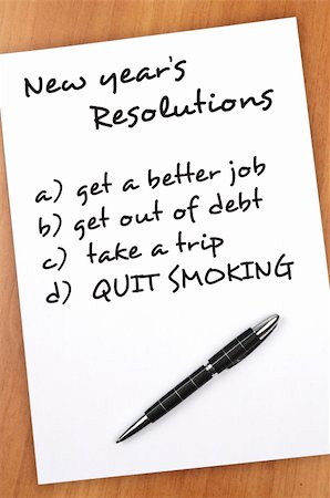 quitting - New year resolution with Quit smoking as most important Stock Photo - Budget Royalty-Free & Subscription, Code: 400-05319087