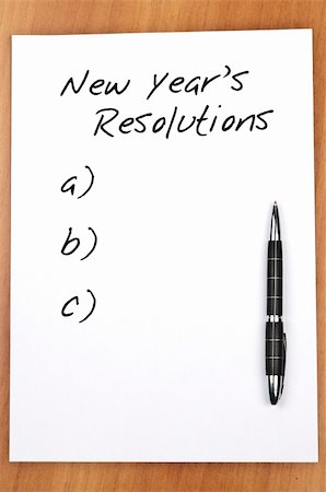 Empty new year resolutions and a pen Stock Photo - Budget Royalty-Free & Subscription, Code: 400-05319096