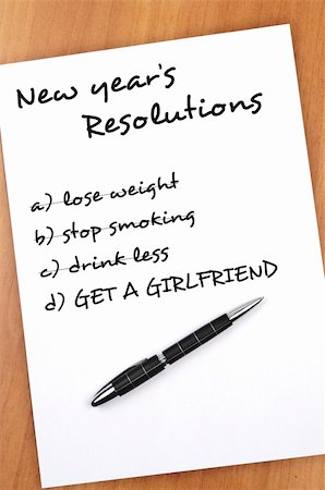 New year resolution with Get a girlfriend not completed Stock Photo - Budget Royalty-Free & Subscription, Code: 400-05319109