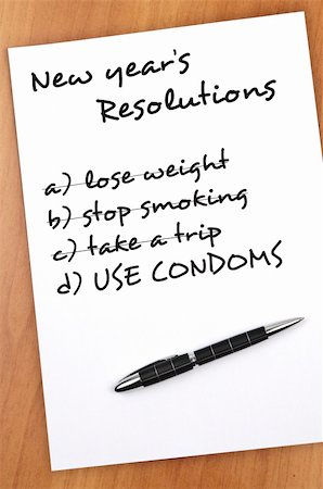 fuzzbones (artist) - New year resolution with Use condoms as most important Stock Photo - Budget Royalty-Free & Subscription, Code: 400-05319102
