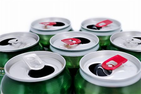 simsearch:400-05249077,k - seven open beer cans on a white background Stock Photo - Budget Royalty-Free & Subscription, Code: 400-05319124