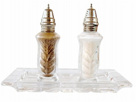 Crystal salt and pepper shakers isolated on white background Photographie de stock - Aubaine LD & Abonnement, Code: 400-05319571