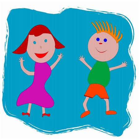 happy boy and girl, vector art illustration. More drawings you can find in my gallery. Stock Photo - Budget Royalty-Free & Subscription, Code: 400-05319767