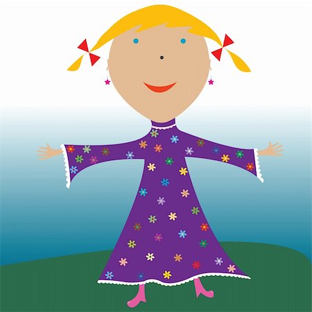 happy little girl, vector art illustration Stock Photo - Budget Royalty-Free & Subscription, Code: 400-05319770