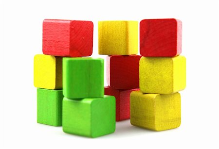 simsearch:400-04282061,k - Wooden building blocks on white background. Close Up. Stock Photo - Budget Royalty-Free & Subscription, Code: 400-05319835