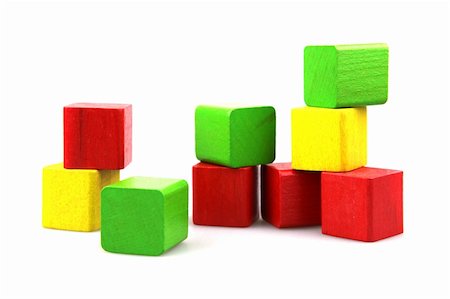 Wooden building blocks on white background. Close Up. Stock Photo - Budget Royalty-Free & Subscription, Code: 400-05319843