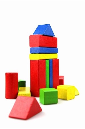 Wooden building blocks on white background. Close Up. Stock Photo - Budget Royalty-Free & Subscription, Code: 400-05319860