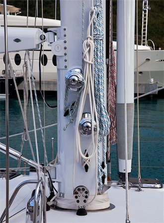 rope deck knot - Luxury equipment on a large ocean going yacht Stock Photo - Budget Royalty-Free & Subscription, Code: 400-05310228