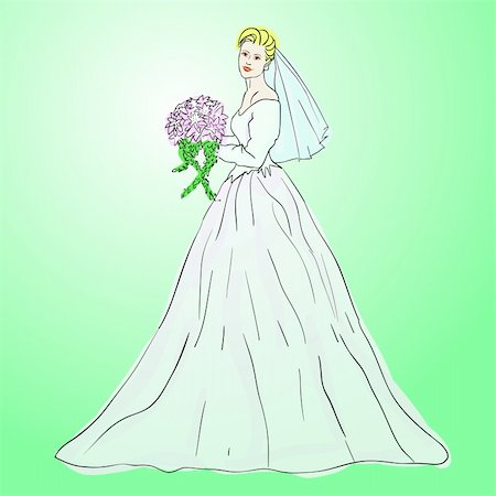 Bride in wedding dress white with bouquet Stock Photo - Budget Royalty-Free & Subscription, Code: 400-05310582