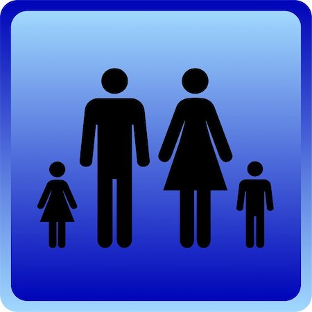 Vector Man & Woman icon with children  over blue background Stock Photo - Budget Royalty-Free & Subscription, Code: 400-05310583